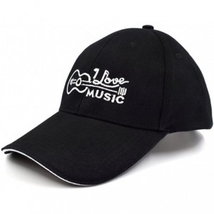 Baseball Caps Baseball Cap Black Cotton for Women Men with I Love Music Embroidered - Black - C218WI0QR4C $10.43