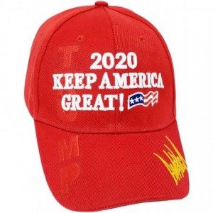 Baseball Caps Donald Trump 2020 Keep America Great Baseball Hat 3D Signature Cap - Red 802r - CV18ZO529E9 $9.50