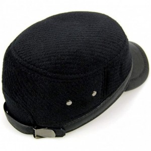 Newsboy Caps Men's Winter Warm Leather Peaked Baseball Cap Driving Hat with Earmuffs - S2-black - C218XNTTW5K $18.34