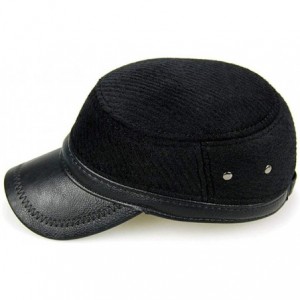 Newsboy Caps Men's Winter Warm Leather Peaked Baseball Cap Driving Hat with Earmuffs - S2-black - C218XNTTW5K $18.34