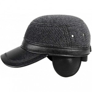 Newsboy Caps Men's Winter Warm Leather Peaked Baseball Cap Driving Hat with Earmuffs - S2-black - C218XNTTW5K $18.34