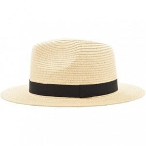 Bucket Hats Unisex Summer Foldable Fisherman Brim Bucket Hat Jazz Sunshade Panama Trilby Fedora Hat Gangster Cap - Beige - CS...