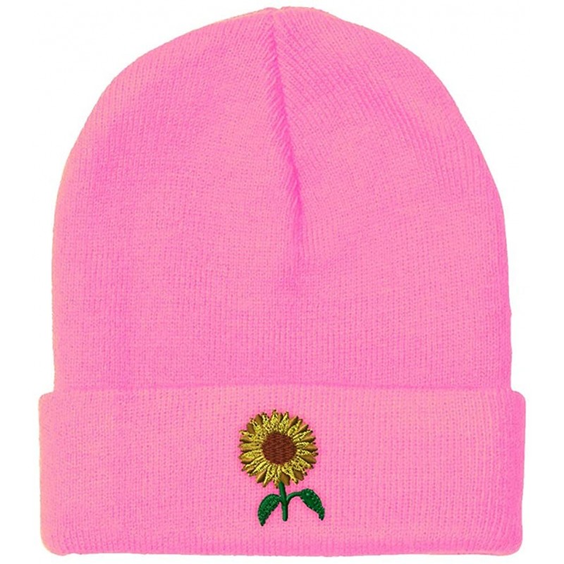 Skullies & Beanies Custom Beanie for Men & Women Sunflower A Embroidery Acrylic Skull Cap Hat - Soft Pink - C318ZRAZ8LH $12.38