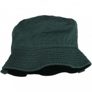 Bucket Hats Simple Solid Cotton Bucket Hat - Forest Green - CG11LXK9CX9 $24.52