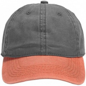 Baseball Caps Men Women Baseball Cap Vintage Cotton Washed Distressed Hats Twill Plain Adjustable Dad-Hat - M-dark Grey+orang...