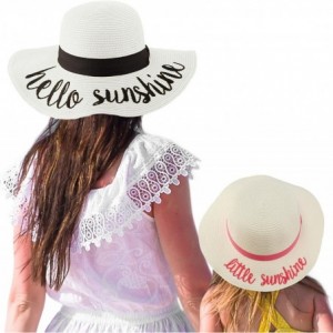 Sun Hats Womens Mommy and Me Girls Sayings Summer Beach Pool Floppy Dress Sun Hat - Little Sunshine- White - CA18ELLLGWD $40.68