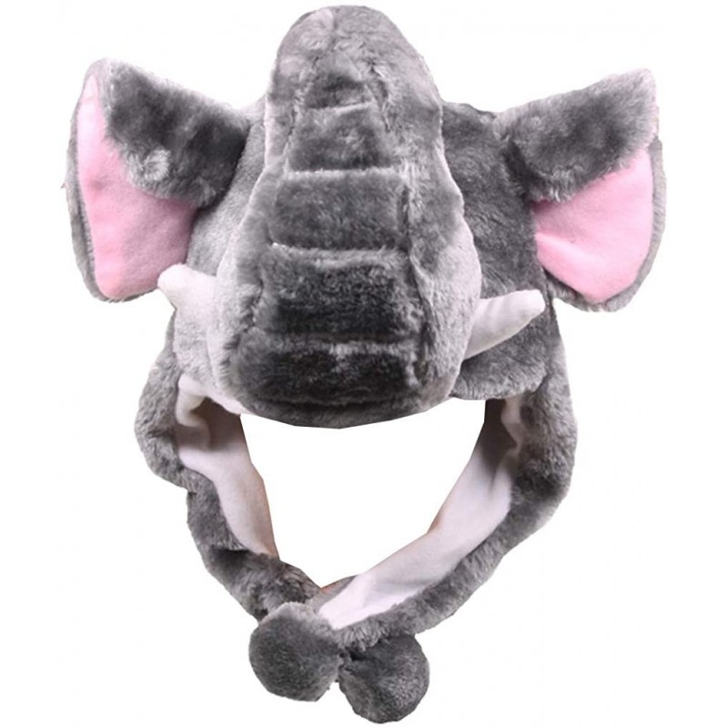 Skullies & Beanies Plush Faux Fur Animal Critter Hat Cap - Soft Warm Winter Headwear (Wolf) - Short Elephant - C1110VW71KV $9.25