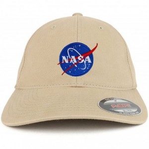 Baseball Caps XXL Oversize Washed NASA Insignia Small Patch Flexfit Cap - Khaki - CX18DQIRROO $13.89