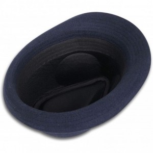 Fedoras Classic Gangster Stain-Resistant Crushable Gentleman's Fedora - Dark Blue - CM18WSWSXYW $13.79