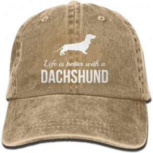 Baseball Caps Unisex Baseball Cap Denim Hat Life is Better with Dachshund Adjustable Snapback Sunbonnet - Natural - CC18GTND4...