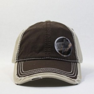 Baseball Caps Washed Cotton Distressed with Heavy Stitching Adjustable Baseball Cap - Dark Brown/Dark Brown/Khaki - CB18K35UG...