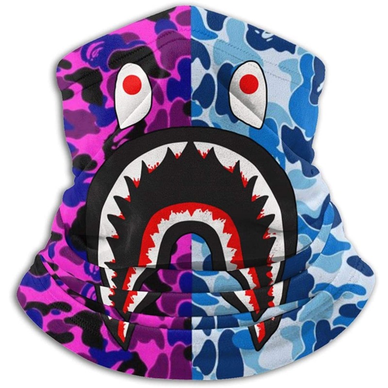 Balaclavas Bape Shark Half Blue Camo Neck Gaiter Warmer Windproof Mask Dust Face Clothing Free UV Face Mask - CU1970G7RNT $18.99