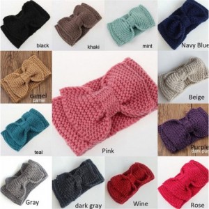 Headbands Knitted BOW Headband Ear Warmer Ear Warmer Winter Hair Bands Headband (N71) - Pink - C411QL71Y5N $23.81