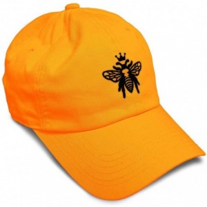 Baseball Caps Custom Soft Baseball Cap Black Flying Queen Bee Embroidery Flat Solid Buckle - Orange - CA18AAZT9MW $13.14
