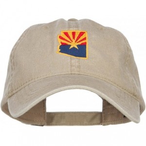 Baseball Caps Arizona State Flag Map Embroidered Washed Cap - Khaki - C0184WWRZUT $19.19