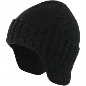 Skullies & Beanies Mens Winter Hat Knit Earflap Hat Stocking Caps with Ears Warm Hat - Black - C812NH4GV16 $22.83