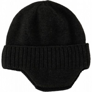 Skullies & Beanies Mens Winter Hat Knit Earflap Hat Stocking Caps with Ears Warm Hat - Black - C812NH4GV16 $12.82