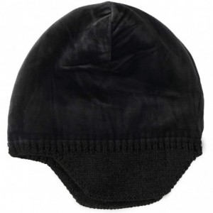 Skullies & Beanies Mens Winter Hat Knit Earflap Hat Stocking Caps with Ears Warm Hat - Black - C812NH4GV16 $12.82