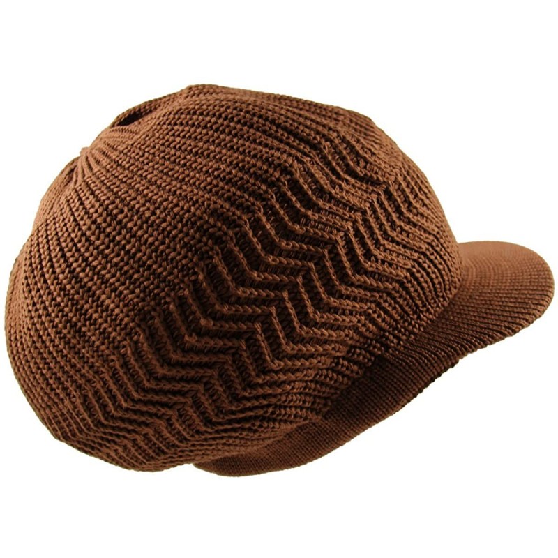 Skullies & Beanies Knitted Cotton Rasta Slouchy Beanie Visor - Coco Brown - CE12O6QE0AC $21.34