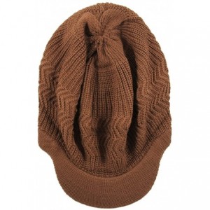 Skullies & Beanies Knitted Cotton Rasta Slouchy Beanie Visor - Coco Brown - CE12O6QE0AC $21.34