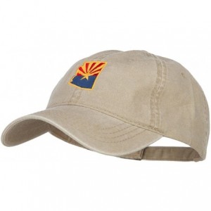 Baseball Caps Arizona State Flag Map Embroidered Washed Cap - Khaki - C0184WWRZUT $19.19