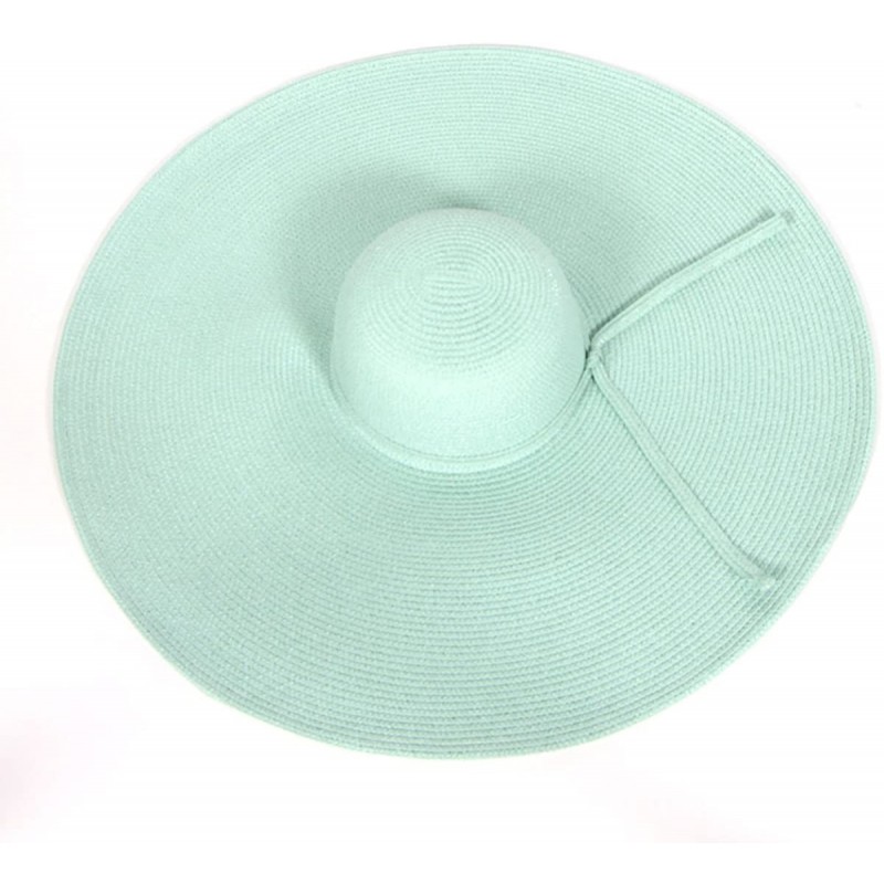 Sun Hats Summer Sun Hats for Women- Beach Hat- Straw Wide Brim Hat Floppy- Hiking Hat - Ribbon Mint - C218ERNZAM5 $18.96