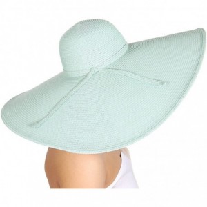 Sun Hats Summer Sun Hats for Women- Beach Hat- Straw Wide Brim Hat Floppy- Hiking Hat - Ribbon Mint - C218ERNZAM5 $18.96