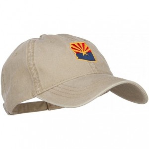 Baseball Caps Arizona State Flag Map Embroidered Washed Cap - Khaki - C0184WWRZUT $19.19