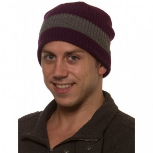 Skullies & Beanies Men's Double Layer Heavy Knit Hat with Fleece Trim Lining H706 - Purple - C91264ZR0DV $11.49