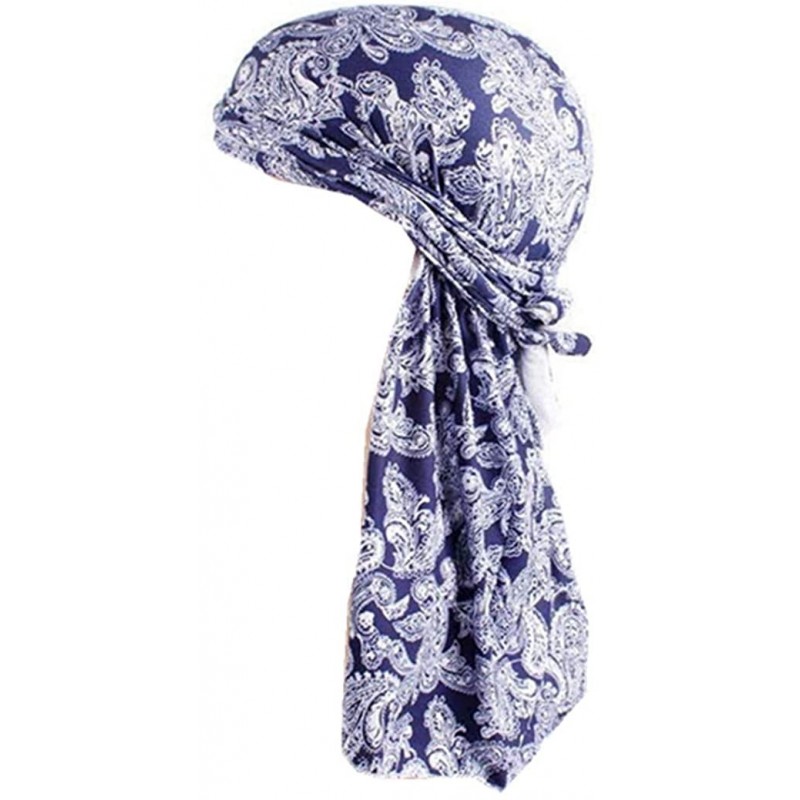 Skullies & Beanies Pattern Bandana Spandex Headwear - Sapphire - CX18DH48U6Q $8.79