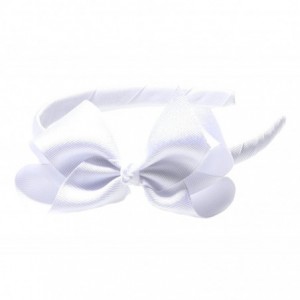 Headbands Girls"Lila" Grosgrain Bow Headband O/S White - White - C511RIGC4XH $21.57