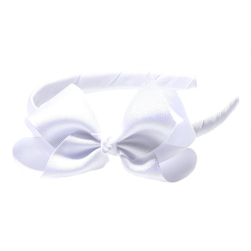 Headbands Girls"Lila" Grosgrain Bow Headband O/S White - White - C511RIGC4XH $21.83