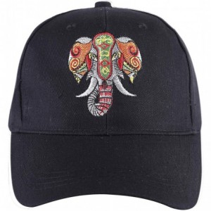 Baseball Caps Embroidered Cotton Baseball Cap Adjustable Snapback Dad Hat - Elephant Black - CW18SSNW8TE $10.71