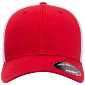 Baseball Caps The Original Flexfit Yupoong Mesh Trucker Hat Cap & 2-Tone - Red/White - CV11PUZFQ97 $12.11