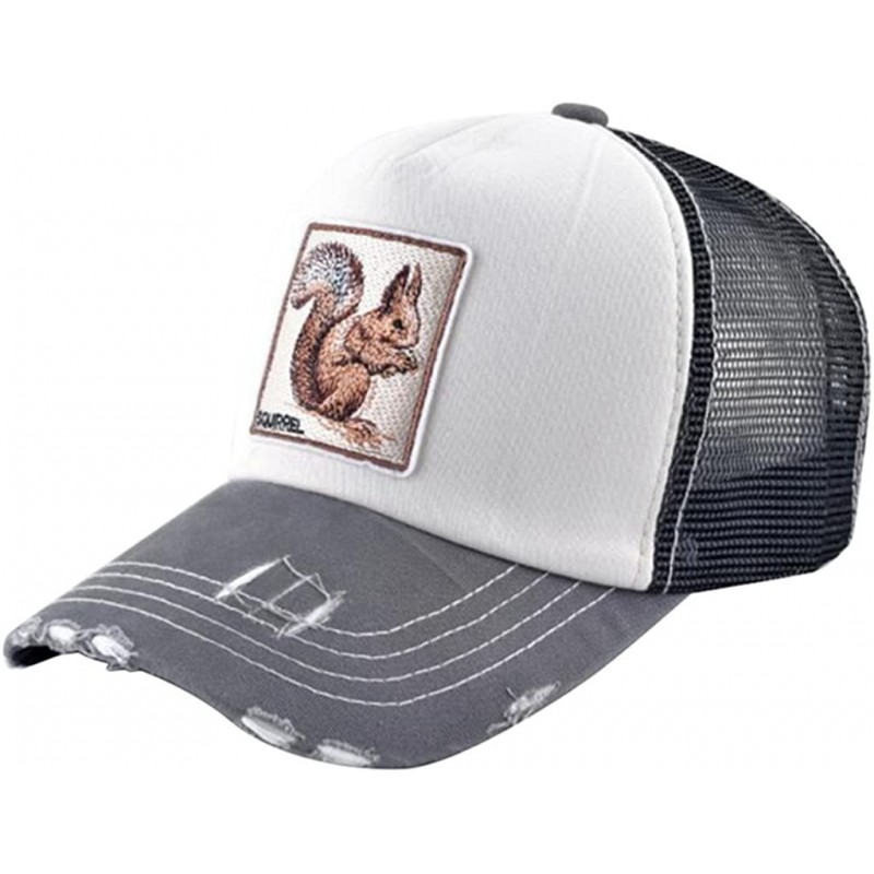 Baseball Caps Unisex Animal Mesh Trucker Hat Snapback Square Patch Baseball Caps - Beige Squirrel - C418GLK7LEO $16.50