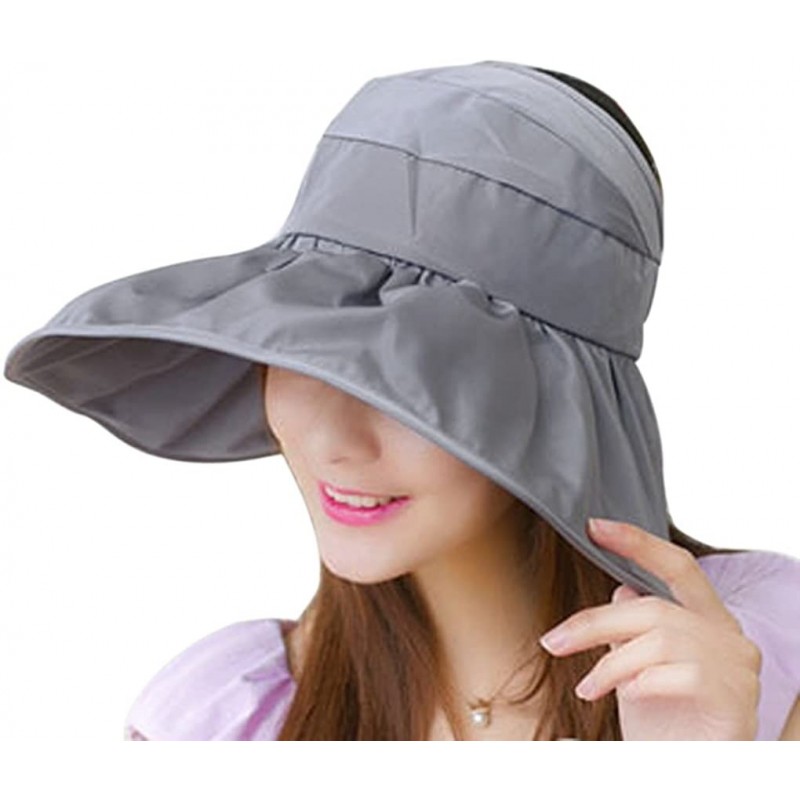 Sun Hats Summer Floppy Big Brim Lace Beach Cap UPF 50+ Waterproof Fishing Sun Hat for Women Packable - Grey - C112DH6ZXNJ $14.00