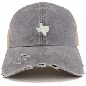 Baseball Caps Texas State Map Embroidered Frayed Bill Trucker Mesh Back Cap - Grey - CW18CWWIY2T $19.95