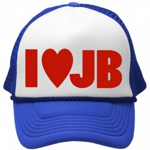 Baseball Caps I Heart JB - Unisex Adult Trucker Cap Hat - Royal - C411OE8ZMVN $17.89