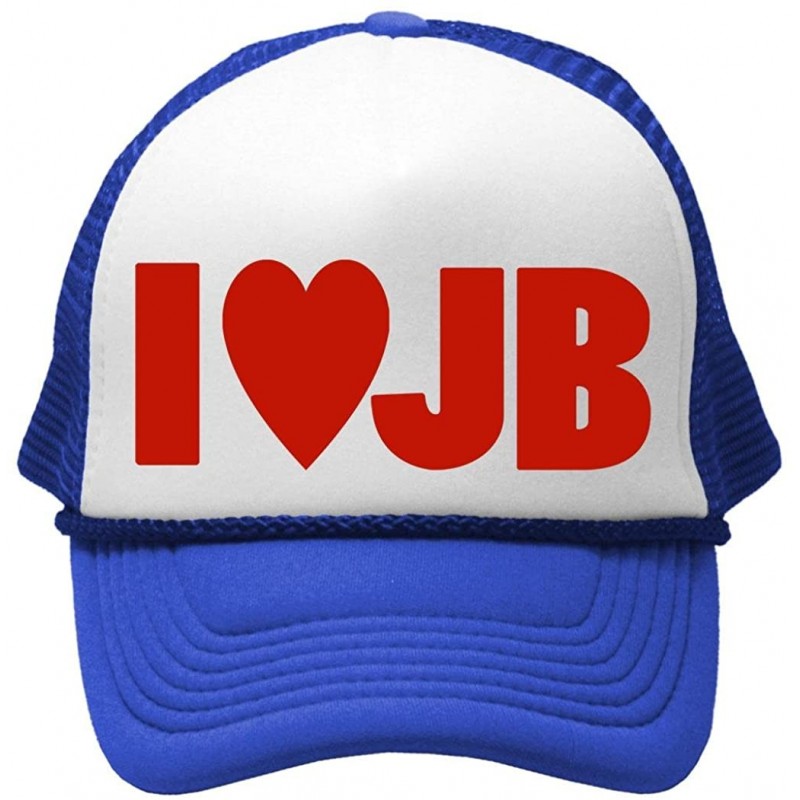 Baseball Caps I Heart JB - Unisex Adult Trucker Cap Hat - Royal - C411OE8ZMVN $9.43
