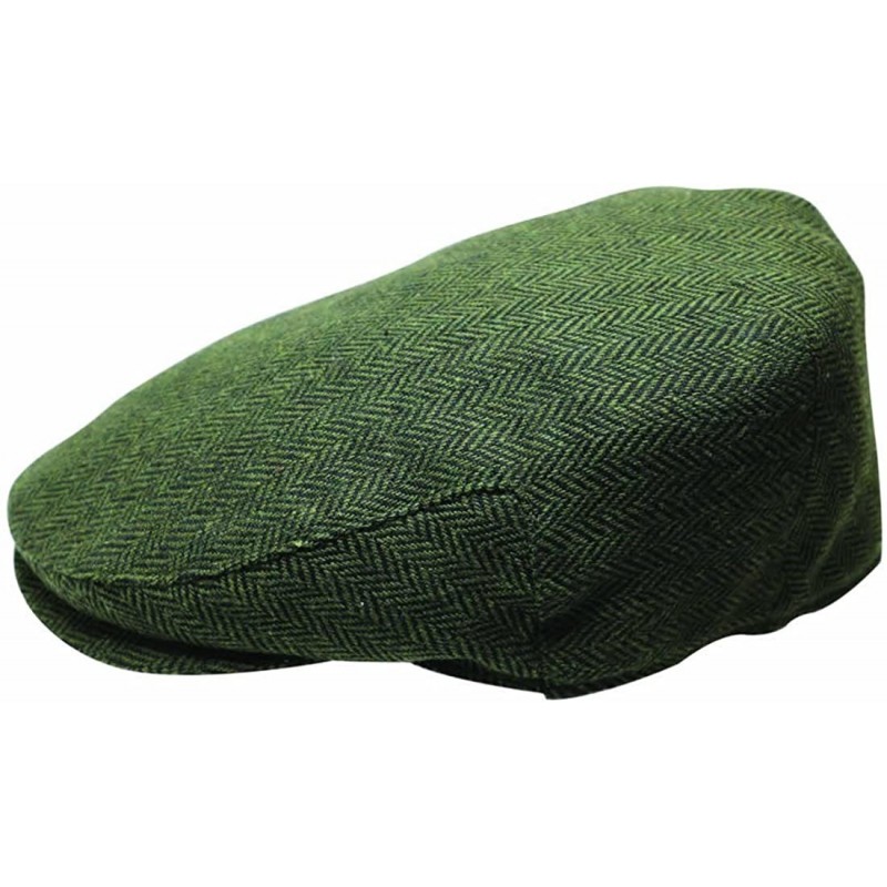 Newsboy Caps The Irish Designed Green Herringbone Designed Flat Cap - CW12MZ9RC08 $27.37