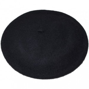 Berets Women's Solid Color Classic French Style Beret Beanie Hat - Black - CV11Y7M5K81 $19.40
