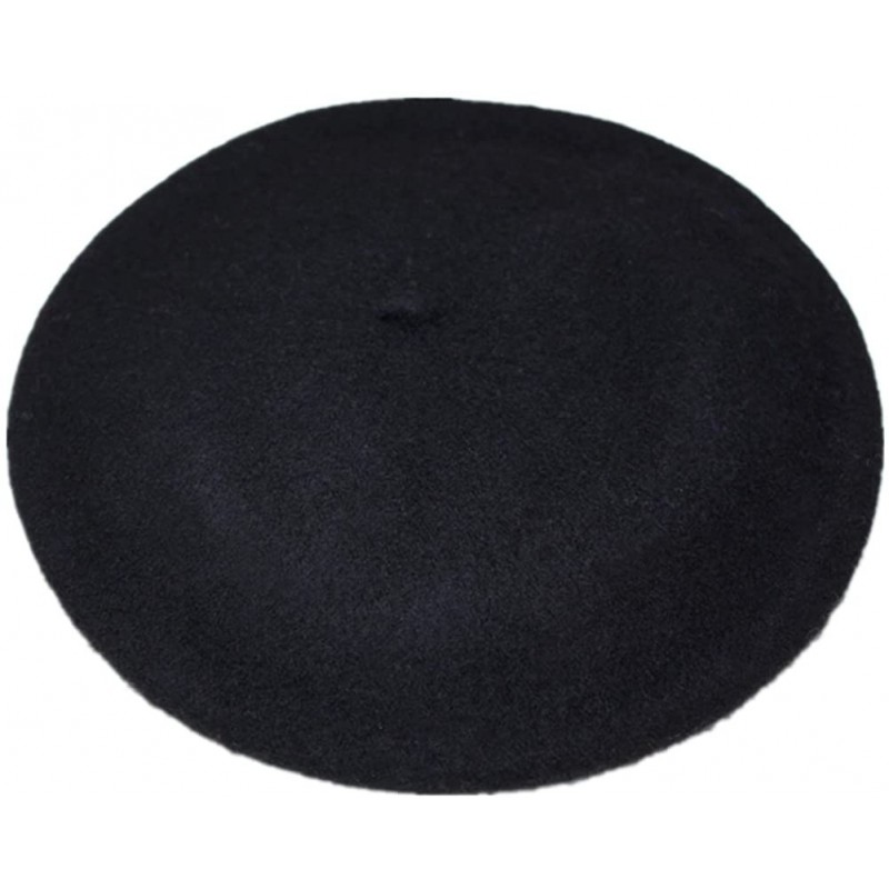 Berets Women's Solid Color Classic French Style Beret Beanie Hat - Black - CV11Y7M5K81 $8.32