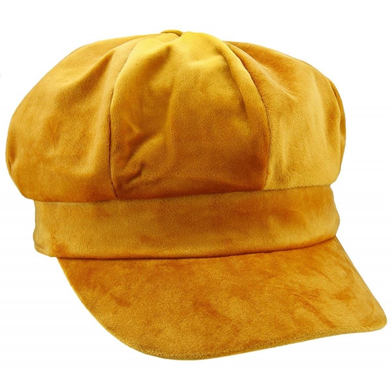 Newsboy Caps Newsboy Hat-Plain Cabbie Visor Beret Gatsby Ivy Caps for Women - A-yellow(velvet) - C9188G4ZSRN $11.42