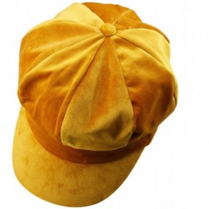 Newsboy Caps Newsboy Hat-Plain Cabbie Visor Beret Gatsby Ivy Caps for Women - A-yellow(velvet) - C9188G4ZSRN $11.42
