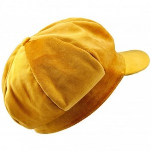 Newsboy Caps Newsboy Hat-Plain Cabbie Visor Beret Gatsby Ivy Caps for Women - A-yellow(velvet) - C9188G4ZSRN $11.42