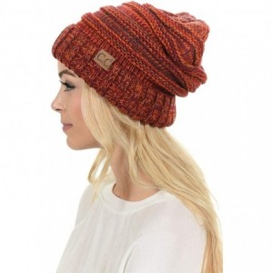 Skullies & Beanies Hat-100 Oversized Baggy Slouch Thick Warm Cap Hat Skully Cable Knit Beanie - Rust Mix - C618XGKD9YO $7.94