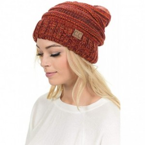 Skullies & Beanies Hat-100 Oversized Baggy Slouch Thick Warm Cap Hat Skully Cable Knit Beanie - Rust Mix - C618XGKD9YO $7.94