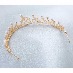 Headbands Baroque Princess Wedding Tiara Pearl Mermaid Gold Crown for Women - CA187DQLT33 $9.92