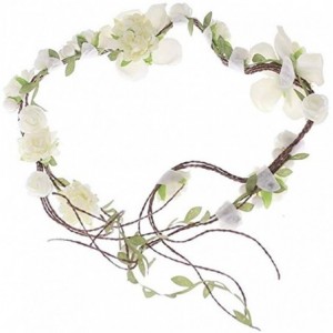 Headbands Womens Flower Vine Crown Rattan Tiaras Headbands Flower Headband Garland Party Beach Decoration - Ivory-3 - CZ18HTX...