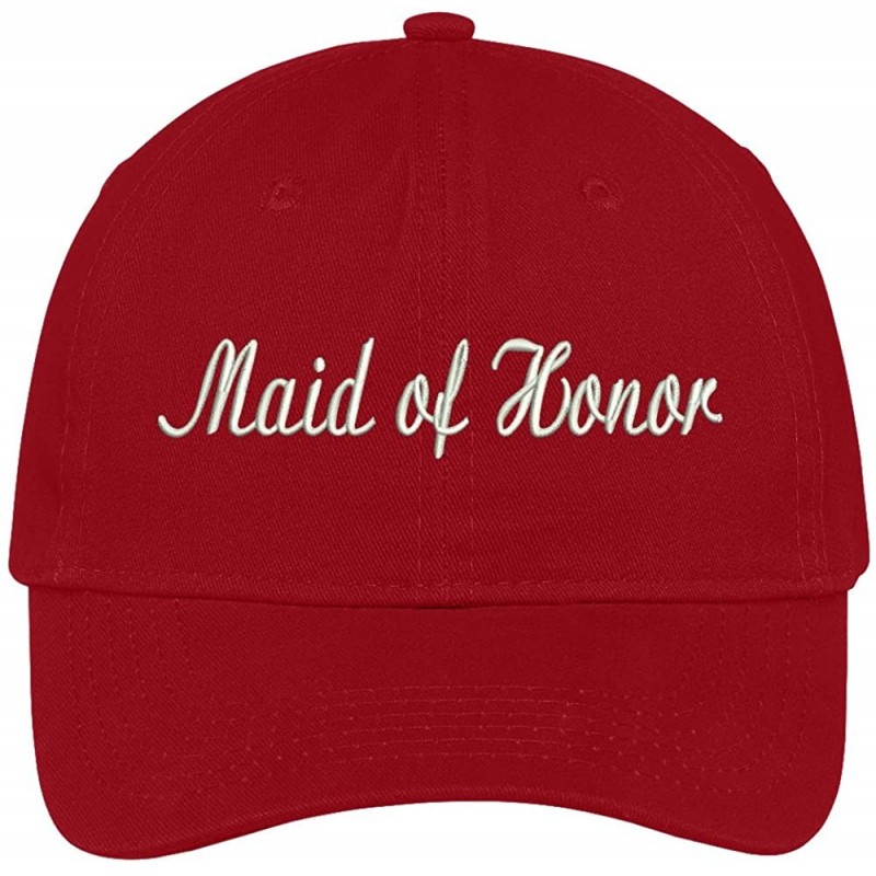 Baseball Caps Maid of Honor Embroidered Cap Premium Cotton Dad Hat - Red - CT1838XL65H $21.93